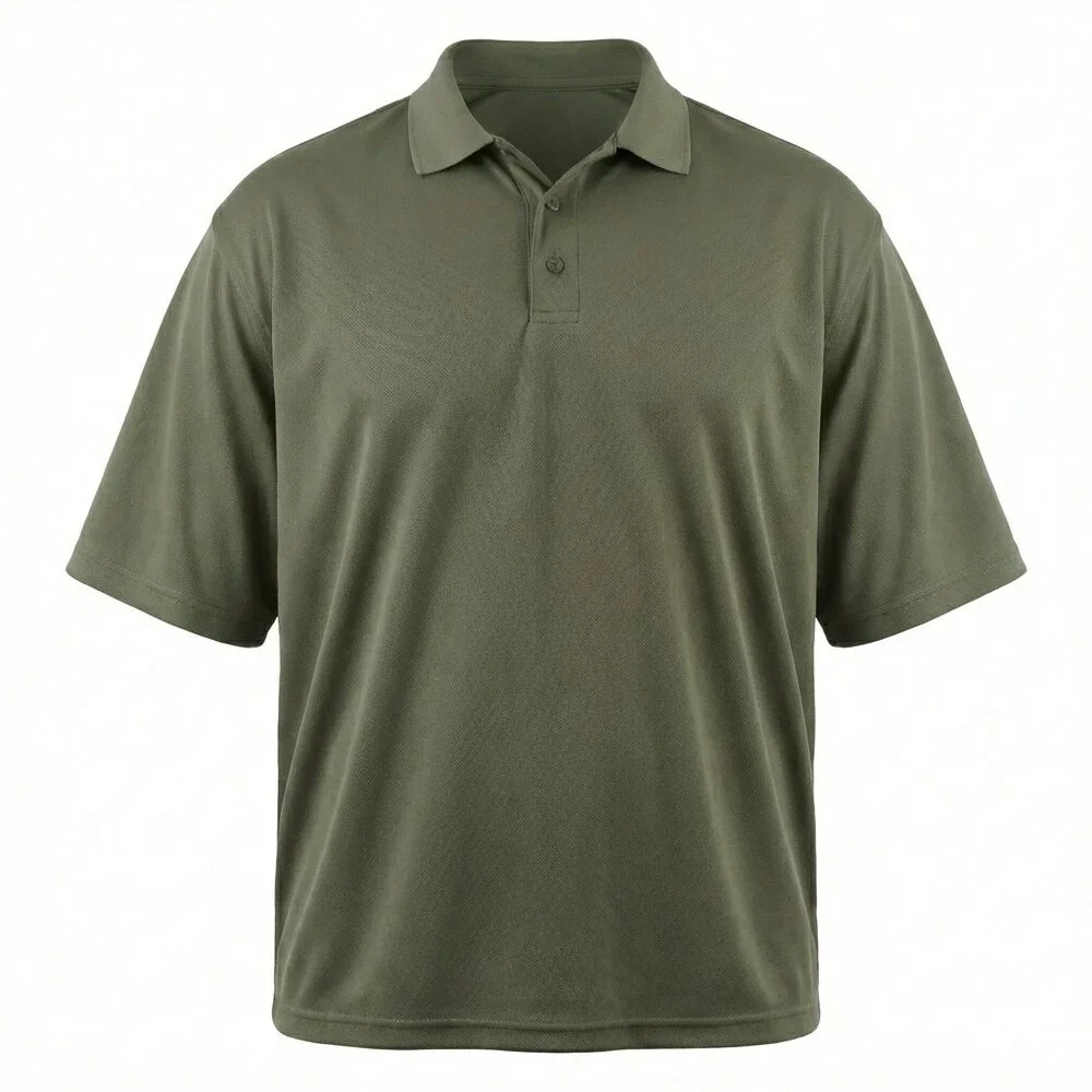 Men's Quarter‎ Button Pullover Polyester Olive S/S Casual 4XL NWOT